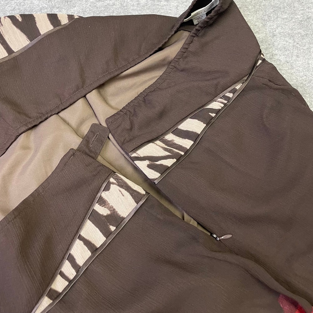 Coldwater Creek Brown Floral Zebra Print Chiffon Maxi Skirt XXL Gypsy Fairy - Picture 9 of 13